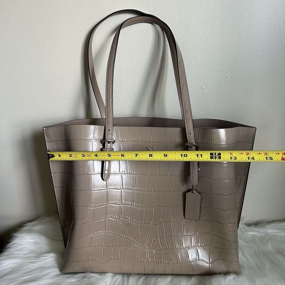 Coach Mollie Tote Taupe Crocodile Embossed Leather Shoulder Bag 1665 - Picture 15 of 16